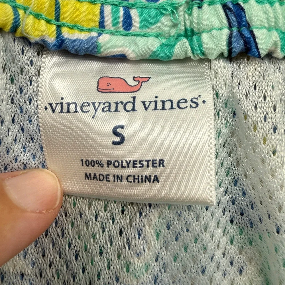 Vineyard Vines Swim Trunks Mens Small Marlin Coral Blue Green Board‎ Shorts